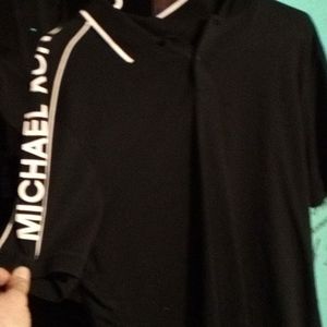 Michael Kors black and white button neck t shirt